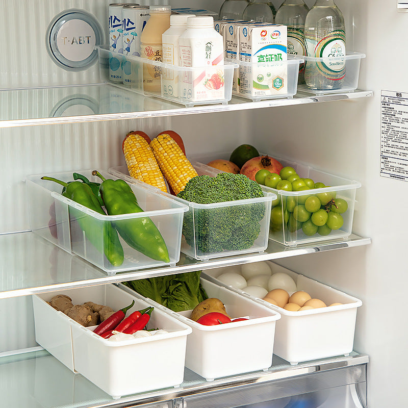 Cabinet sundries, long storage box, seasoning products, plastic seasoning box, narrow and long refrigerator grid egg storage box