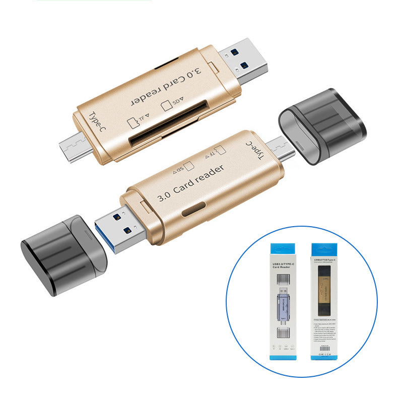 New usb 3.0 type-c to sd/tf card dual-head reader, compatible with mobile phones, cameras, and computers via otg. supports dual card reading