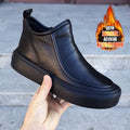 Men's 2025 warm leather shoes: fleece-lined, odor-resistant, winter-proof, thick-soled, waterproof, casual, fur-lined, northeast outdoor style