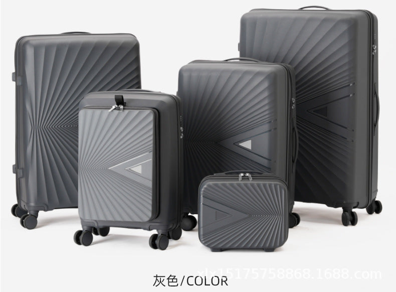 PP zipper box  set three sets of four trolley case sinking handle sinking lock color scheme explosion-proof rag factory wholesale