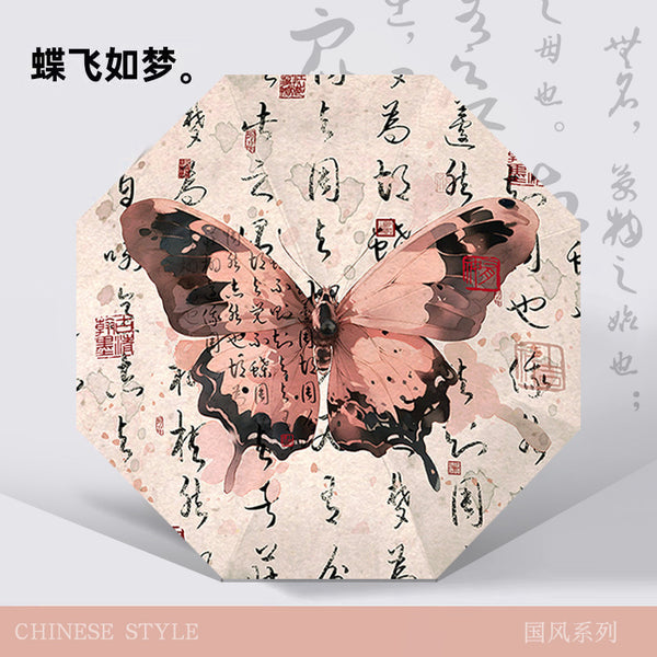Manufacturer wholesale Chinese painting butterfly umbrella retro national tide wind umbrella vinyl sunscreen UV protection sun umbrella woman