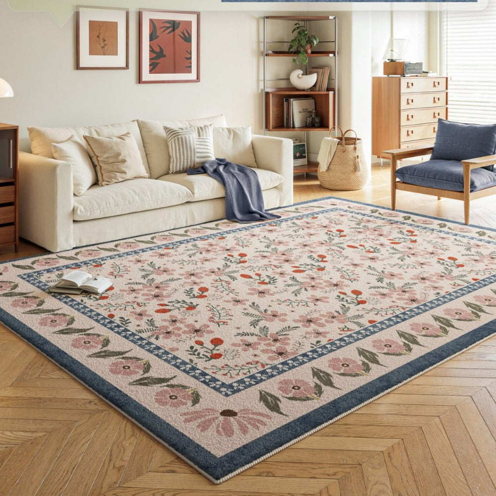 Carpet living room no-wash and wipeable medieval cream style soundproof bedside bedroom non-slip sofa floor mat full coverage large area