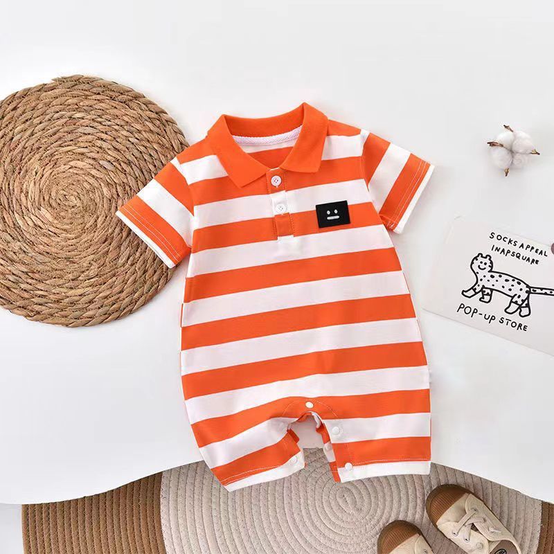 Newborn baby summer romper - full month celebration bodysuit - unisex short sleeve lightweight summer outfit for newborns - baby onesie