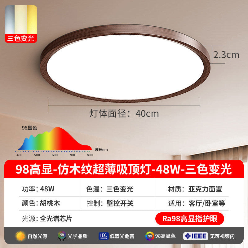 Japanese walnut eye protection ultra-thin bedroom ceiling lamp wabi-sabi style simple scandinavian balcony aisle room study lamp