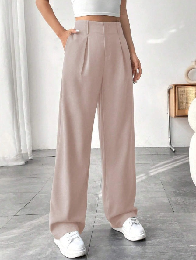 Ready-to-ship european and american style  commute-friendly, slimming, spring/summer high-waisted wide-leg pants - versatile casual suit pants/trousers