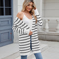 foreign trade  new arrival european and american clothing   cardiganlongknittingstripesoutwearsweater