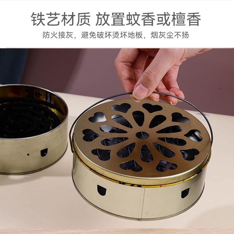 Fireproof, anti-scalding, anti-kicking, mosquito coil disc with lid, mosquito coil box, mosquito coil connected to ash disc, sandalwood burner bracket, sandalwood box.