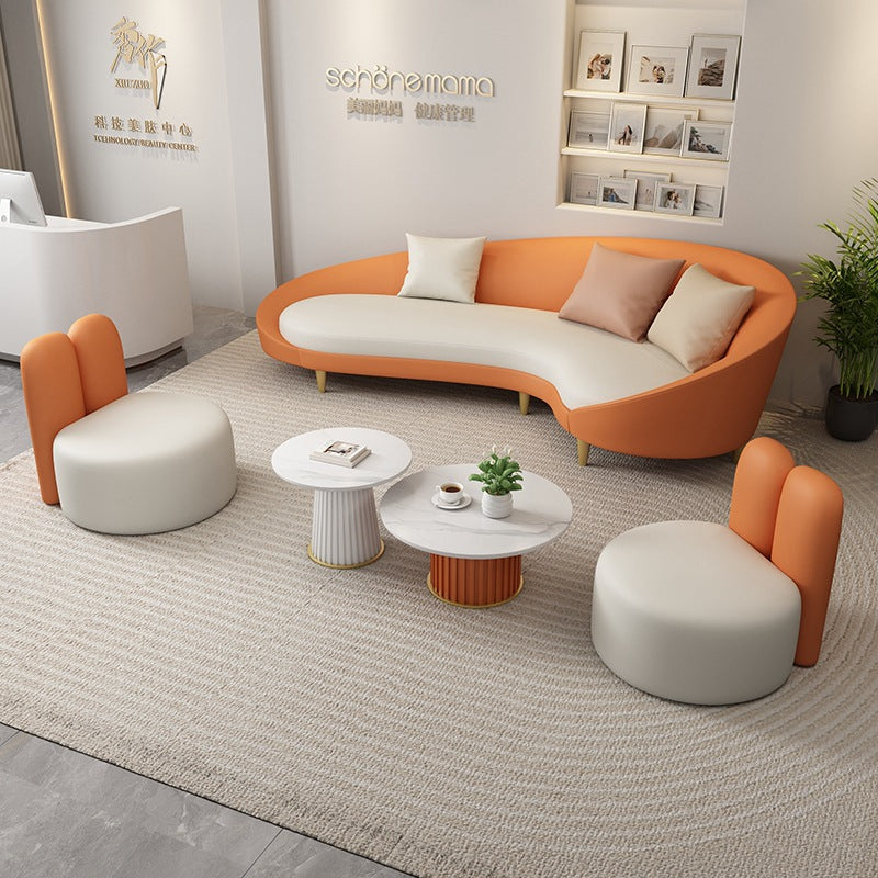Shopping mall rest area sofa clothing store technology leather art reception and negotiation beauty salon sofa cat scratching leather sofa coffee table