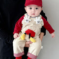 Spring autum style baby boy baby suit suspender two-piece set jumpsuit super cute k-style spring style outing climbing suit