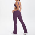 New arrival cross-border double-sided brushed contrast color tight breathable cross wide-leg yoga suit sports running fitness women