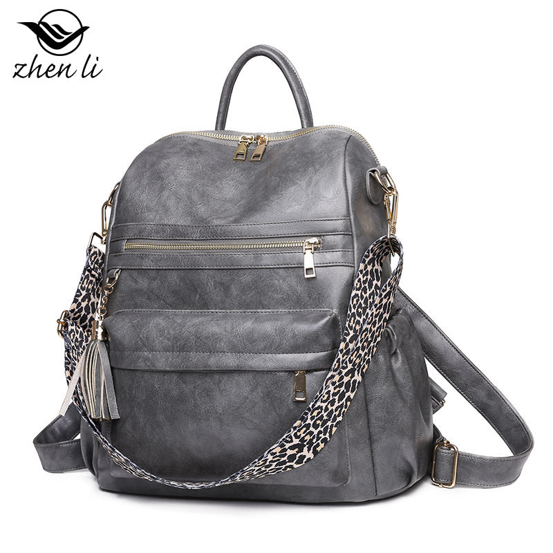 Cross-border bags backpack large capacity trend retro backpack soft leather dual-purpose shoulder bag women's backpack
