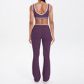 New arrival cross-border double-sided brushed contrast color tight breathable cross wide-leg yoga suit sports running fitness women