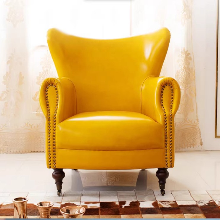 Accessible luxury living room study balcony high back chair hotel cafe single chair sofa tiger chair high backrest plaid