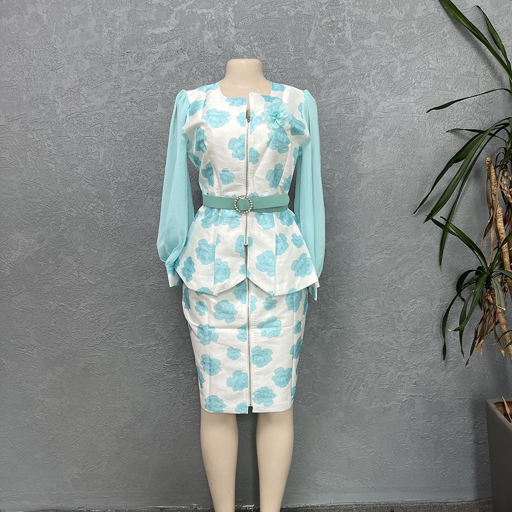 Export supply african plus size women's tops and skirts suitfashionprinting professional style grids formal wear special price