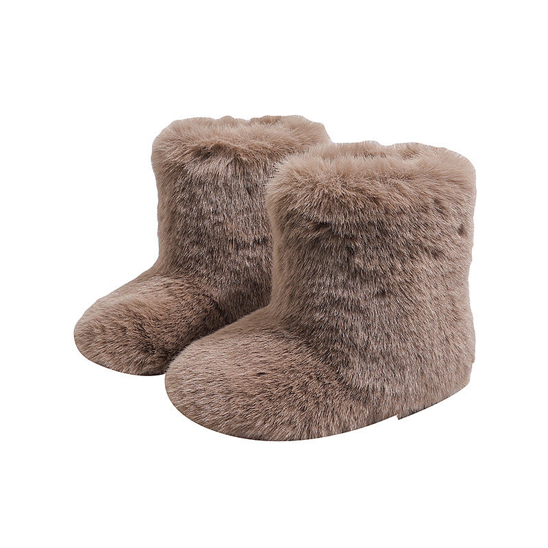 Vancahao girls' snow boots - new  winter collection: kids' fuzzy slippers, little girls' lambswool warm cotton shoes