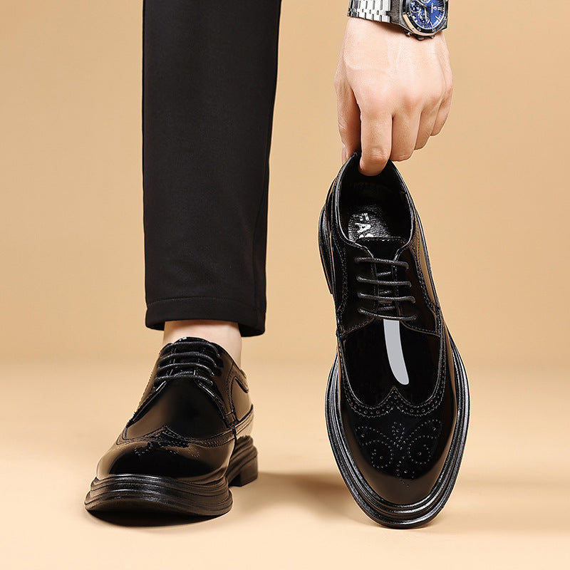 Plus size summer leather shoes for men, 2025 new business formal brogue british casual men's shoes