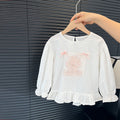 Baby girl's stylish and adorable cartoon shirt top, girls' spring and autumn wear, korean style, skin-friendly pure cotton doll shirt, trendy