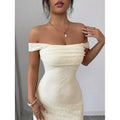 Amazon elegant off-the-shoulder jacquard cami dress - women's  summer new arrival - slim fit & figure-flattering dress