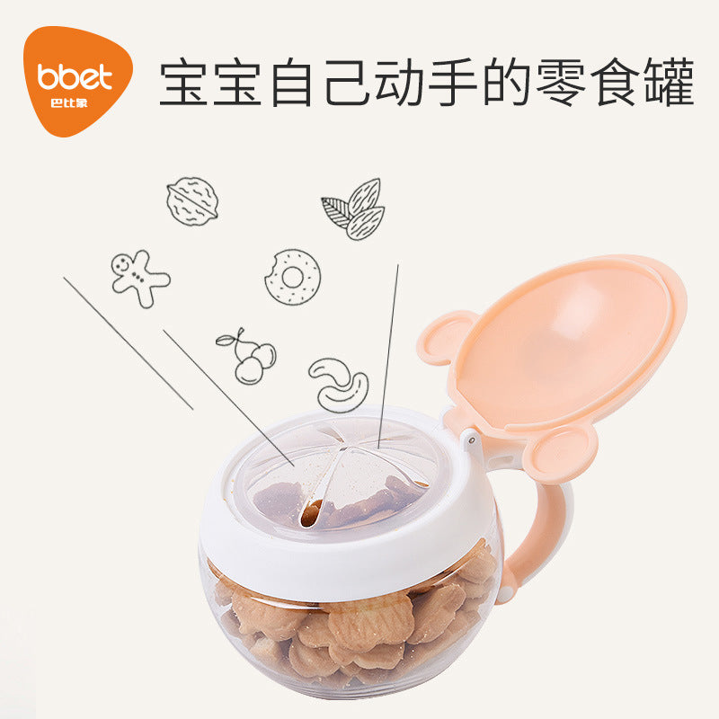 Baby elephant snack box - portable on-the-go snack bowl, spill-proof fruit cup, baby food storage container, rice cereal
