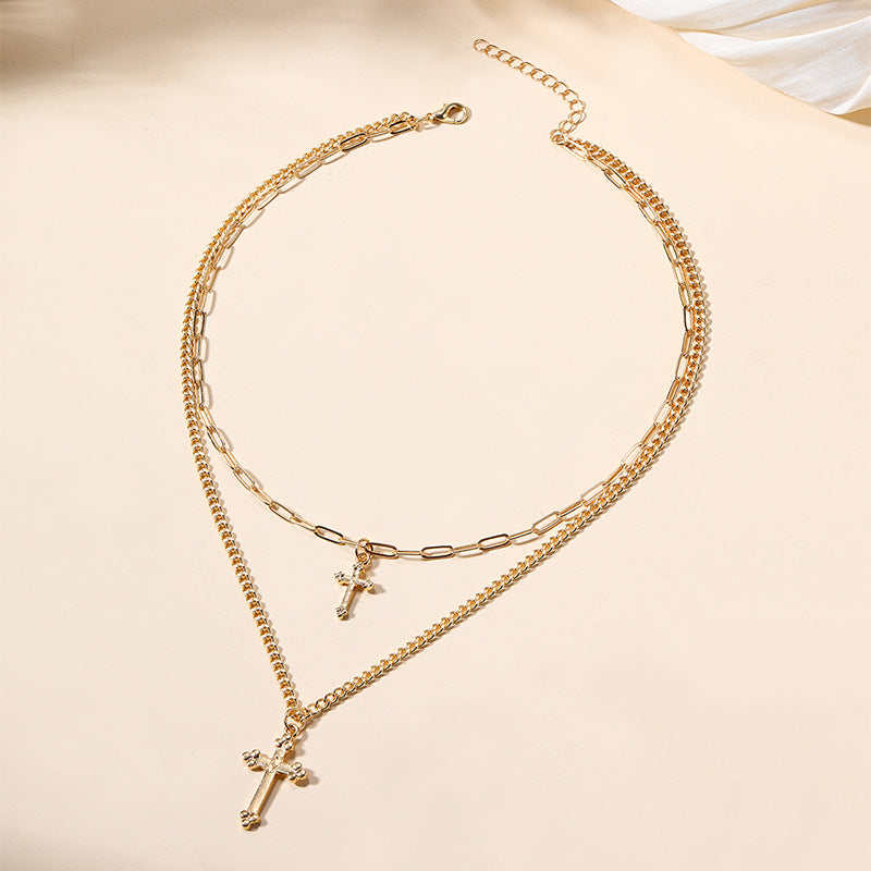 Wholesale alloy sweater chains - european & american style, statement & niche, light luxury jewelry for women - cross pendant necklaces, multi-layered choker chains