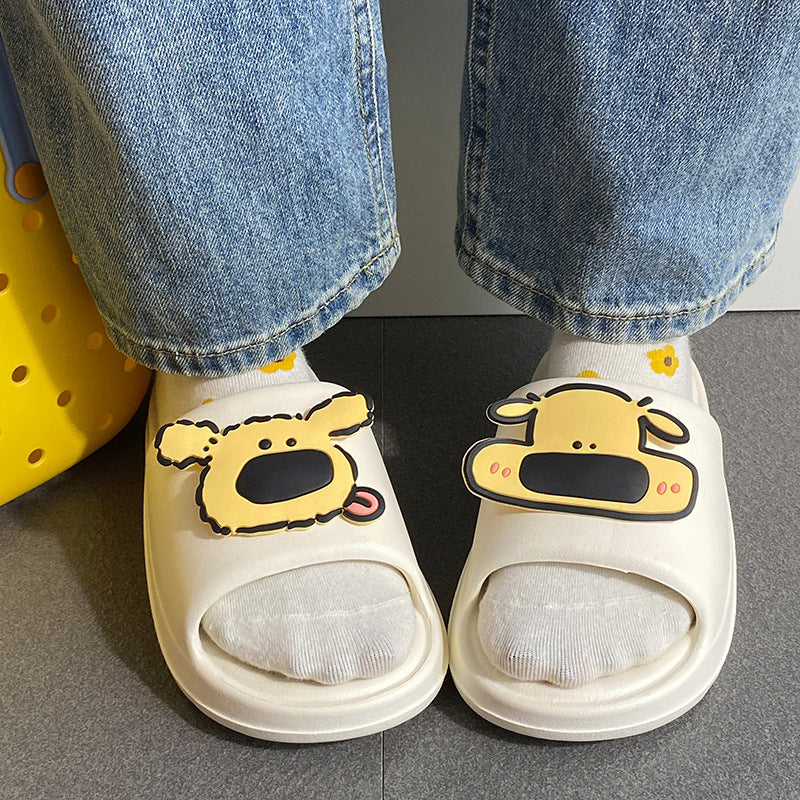 New arrivalcute cartoon dog poop feeling eva sandals thick soft bottom couple flip-flops all year roundoutwear slippers