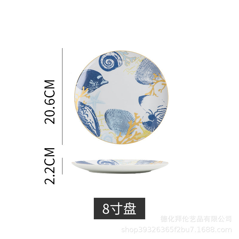 European-style light luxury banquet plating plates, restaurant artistic western dinner plates, pasta flat plates, ceramic american dinner plates, home-use steak plates