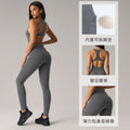 fashion nude back yoga jumpsuit with breast pad and elastic peach butt lifting yoga fitness pants dlt007