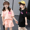Girls' summer outfit set : trendy two-piece casual sportswear for little girls and big girls