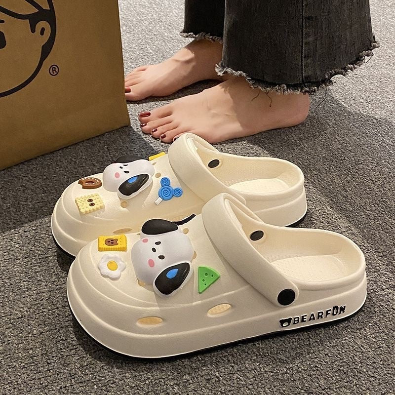 2024 new eva clogs summer women's outdoor thick-soled beach sandals "stomping on shit" comfort non-slip girls' slippers wholesale