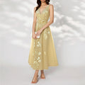 women's summer maxi dress - cross-border european & american style - elegant printed waist-tie dress