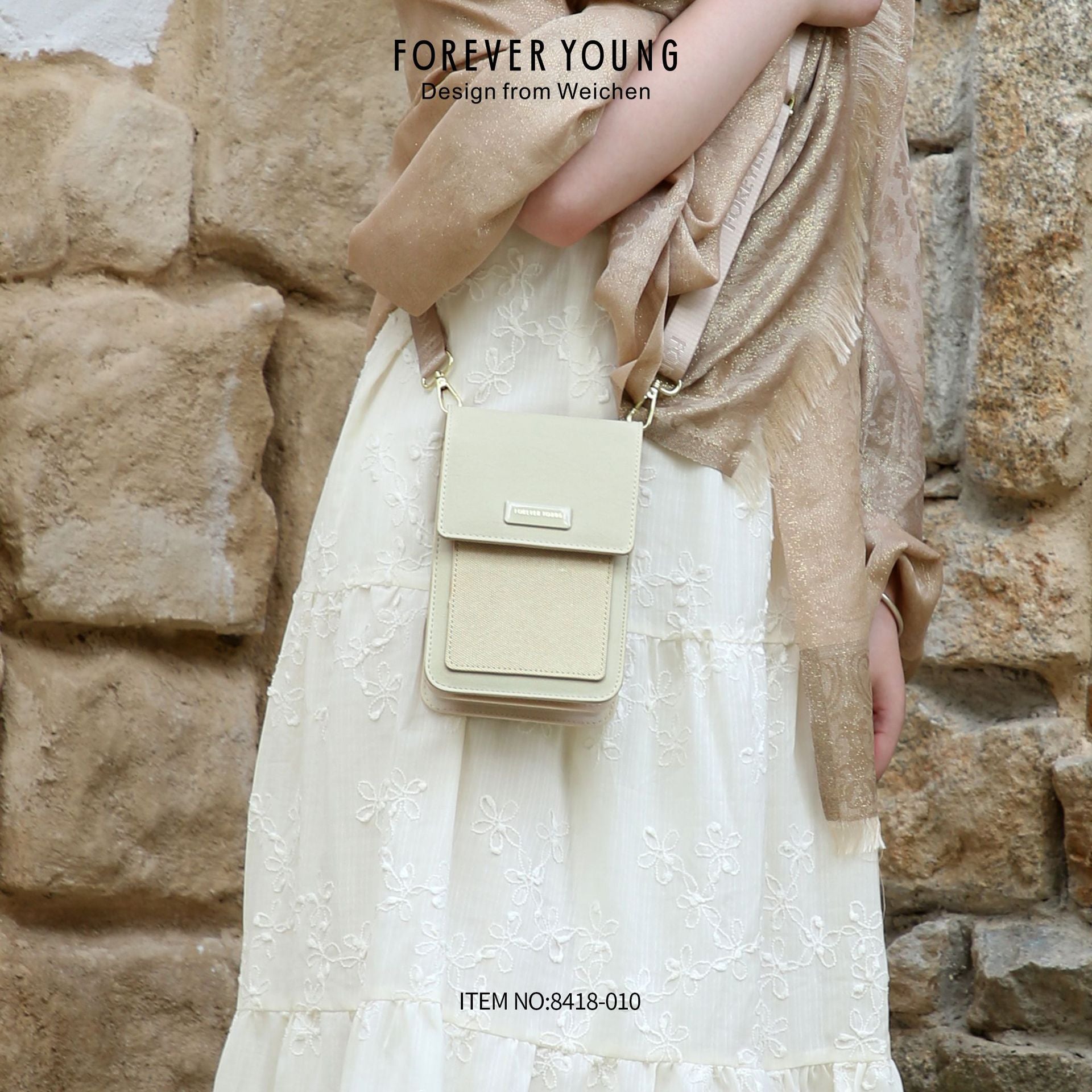 Forever young vertical mobile phone bag female Korean version printed shoulder messenger bag bag large capacity