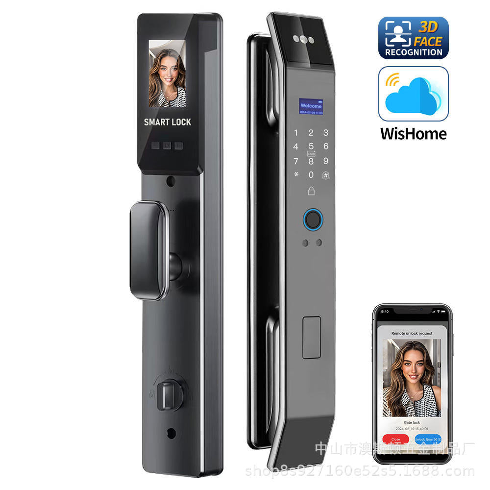 Face recognition fingerprint lock visual cat eye digital password lock for home fully automatic entrance door smart door lock manufacturer