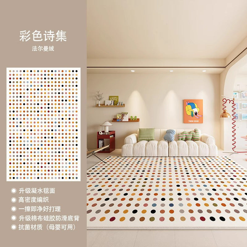 Distributed carpet living room new arrival cream style colorful dopamine no-wash and wipeable floor mat bedroom sofa coffee table floor mat