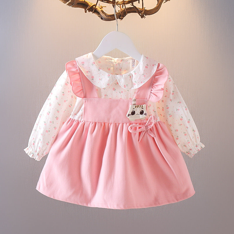 Girls' dress autumn collection : stylish spring and autumn children's wear, baby princess cute dress, kids' long-sleeved skirt