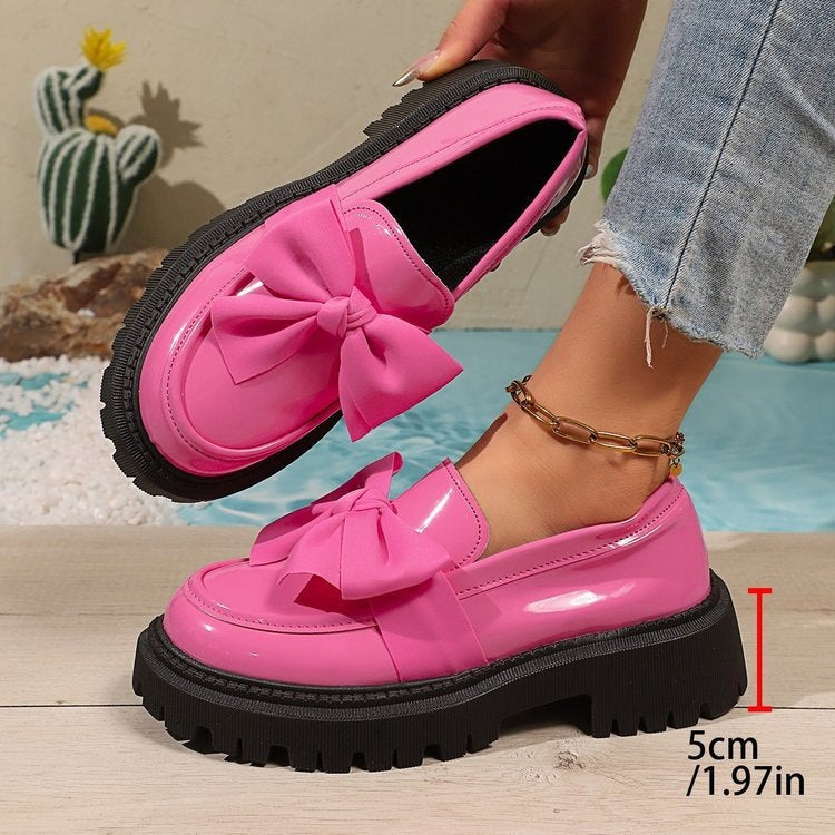 summer new arrival: plus-size women's platform loafers with bow detail - european & american style, round toe, wholesale