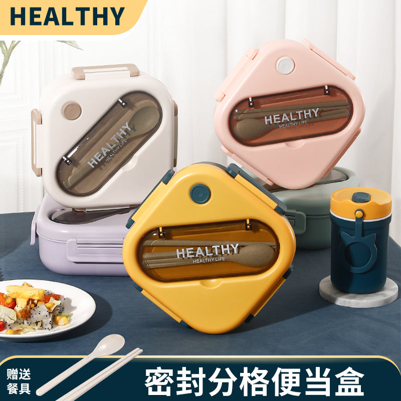 plastic japanese-style lunch box for office workers, microwaveable, divided compartments, deepened bento box, lunch box set, gift