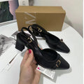 Za new 2024 european and american fashion chunky heel square toe low-cut hollow-out back strap buckle fashion sandals for women