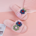plus size women's shoes flats colorful flowers furry slippers women's open toe k-style one-piece outwear slippers trendy dropshipping