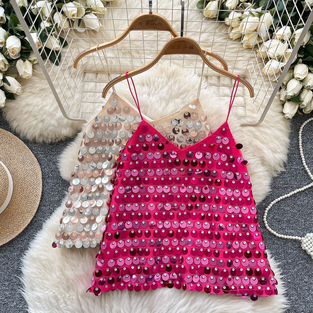 Nightclub sexy performance tops pure desire easiest for matchoutwear camisole sequin sparkling v neck hot girl tube top shirt