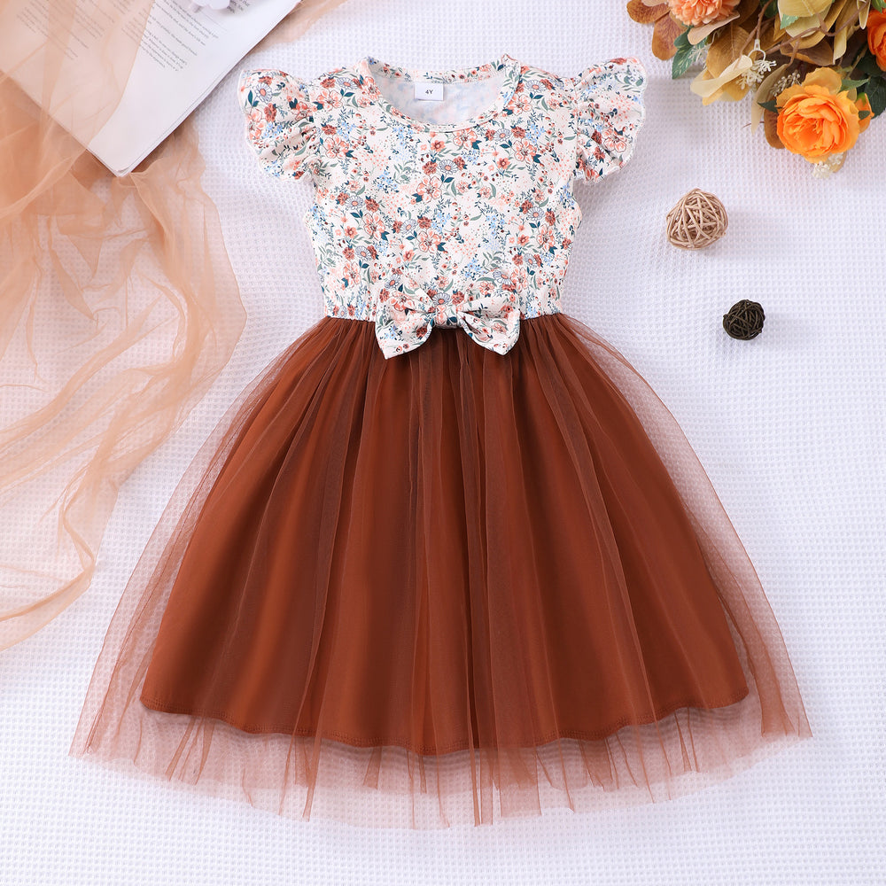 Girls' (toddler) dress, summer flutter sleeve fish scale mesh