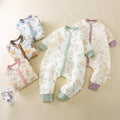 Baby three-layer quilted type a boneless sleeping bag baby pure cotton pure cotton anti-kick quilt sleeping bag pajamas home clothes split legs