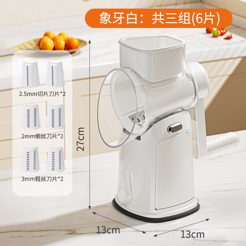 Multifunctional vegetable cutter - hand-cranked, easy to use: shreds, slices, grates potatoes, and grinds nuts