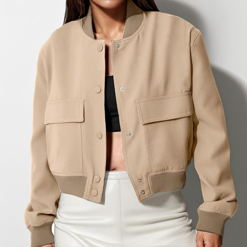 cross-border e-commerce women's fashion: european and american summer new arrivals - elegant commute round neck short single-breasted jacket