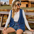 Fashion cross-border  new arrival denim vest waistcoat fashion heart button trendy denim sleeveless vest for women