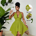 elegant jacquard knit high-stretch halter dress summer party backless dress