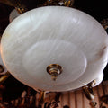 Factory direct european style solid brass spanish natural marble chandelier for villa living room, dining room, bedroom, study, and guest room