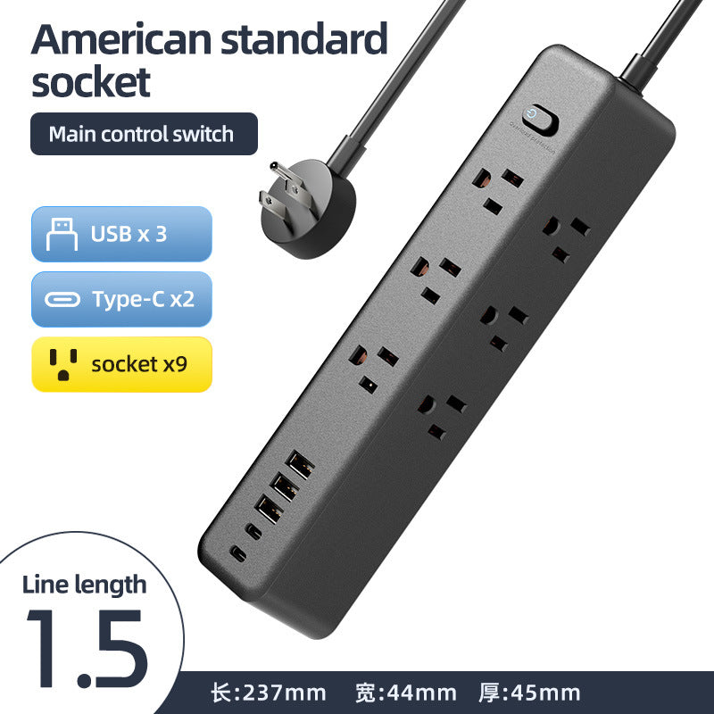 Us standard pure copper power strip multifunctional mexican socket usb power strip type-c american 110v japanese taiwanese