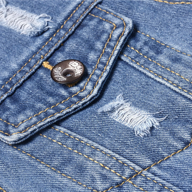 Amazon  distressed denim jacket women's european and american style comfortable casual washed denim jacket