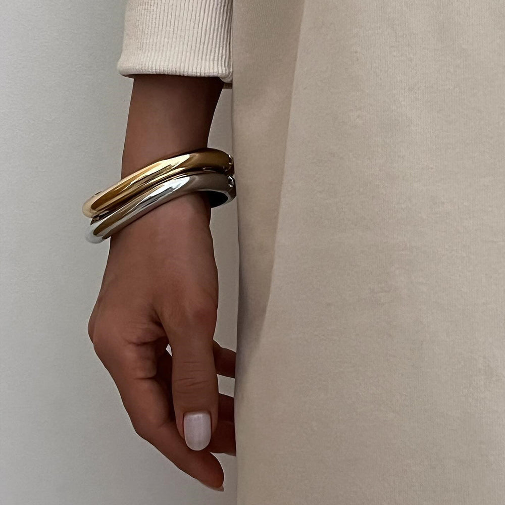 Irregular alloy bracelet wholesale european and american cross-border new jewelry female simple stylish circle electroplated open bracelet