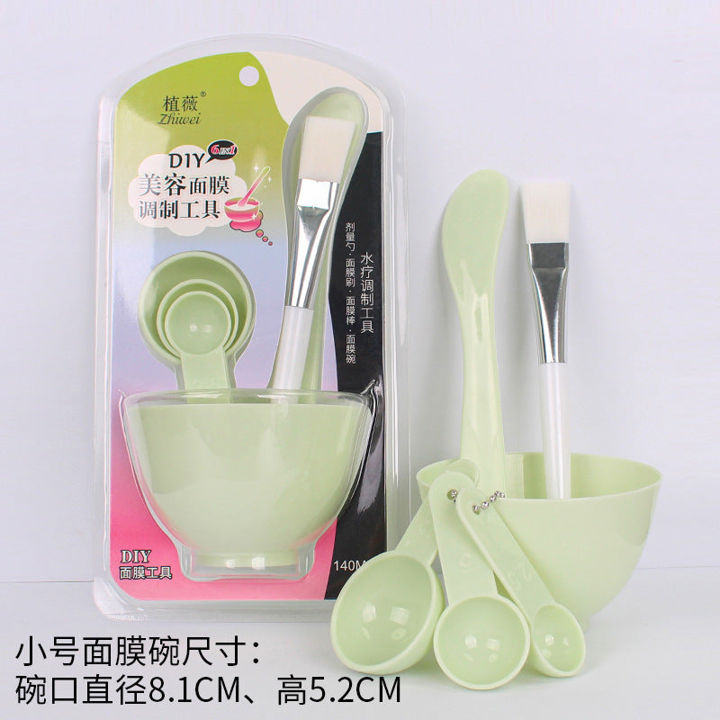 Zhiwei 6-piece suit beauty plastic mask bowl tool mask stick spoon makeup brush large and small size chinese and english version